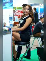 photo from the publication "AQUA-THERM- 15, Alain.", author Эдуард@fotovzglyad, Tags: [exhibitions, , pantyhose (tights) skin color, shoes black, black dress, dress very short (mini-dress), high heels, sitting behind the counter, Alain Dolzhenkova, events, pantyhose (tights) sheer, transparent, events of 2015]