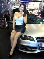 photo from the publication "Essen Motorshow 2014 - Jeanette Plug", author Klaus, Tags: [exhibitions, pantyhose (tights) skin color, cleavage, the skirt is very short, black skirt, Germany, events, Essen, , car show]