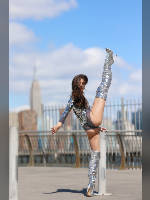 photo from the publication "Marissa F.", author David Tufino, Tags: [boots above the knee (jackboot), brunette, fishnet pantyhose (tights) skin color, outdoor, pantyhose (tights) with glitter, Staged photography, high heels, bodysuit (catsuit), tight boots]