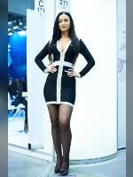 photo from the publication "TransRussia-19. Anna.", author Эдуард@fotovzglyad, Tags: [exhibitions, pantyhose (tights) black, short dress, heels, cleavage, brunette, black dress, dress fitting, tight, slinky, events, TransRussia, Anna (Anya) Gladyshko, events of 2019]