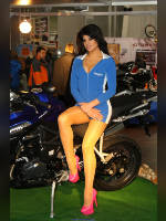 photo from the publication "MOTO Show Warszawa 2012", author Artur, Tags: [exhibitions, motorcycle (bike), pantyhose (tights) skin color, , Warsaw, pink shoes, events, sitting sideways on a motorcycle, car show, ]