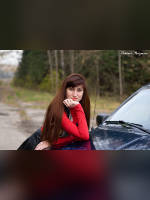 photo from the publication "Anastasia. Autumn and blue machine.", author Вовчик, Tags: [pantyhose (tights) skin color, heels, Anastasia (Nastya) V., car, outdoor, Staged photography, stiletto heels]